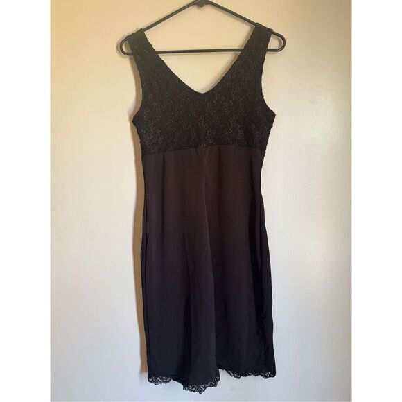 Vintage My Michelle black floral lace v neck slip dress sz M whimsigoth witchy g - Picture 3 of 6